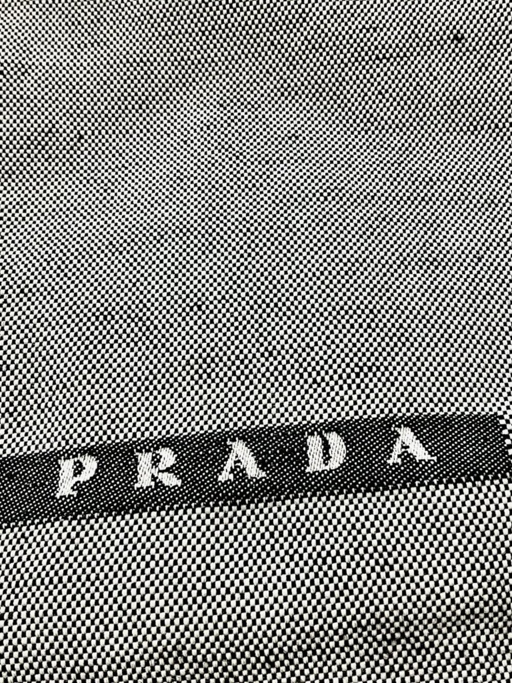 Vintage PRADA Canvas & Leather Crossbody Bag Black Beige Logo. Made in Italy - Picture 4 of 9